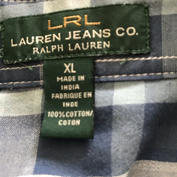 Lauren Ralph Lauren Casual Blue Plaid Shirt SZ XL - Picture 4 of 4